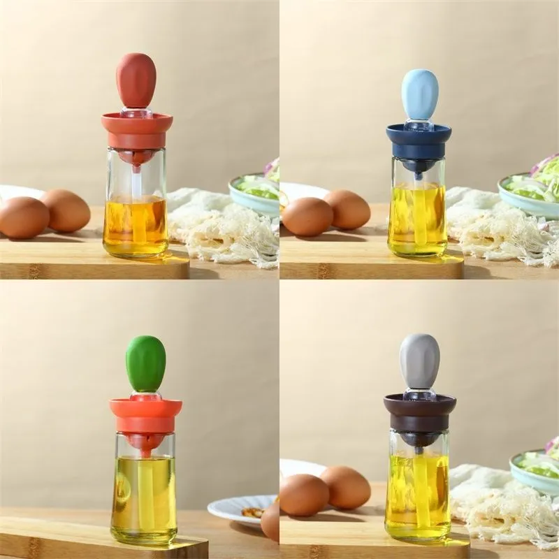 Utensílios de cozinha de cozinha dispensador de óleo com óleos de pincel garrafas de spray garrafa de spray de churrasco de vidro de silicone para cozinhar rra491