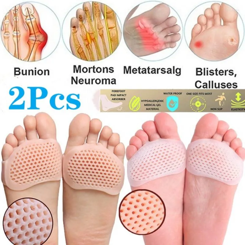 Semelles intérieures de chaussures en Silicone pour femmes, 2 pièces, coussinets en Gel souple, coussinets de pied en boule pour talons hauts, réduisant la douleur, les ampoules de callosités