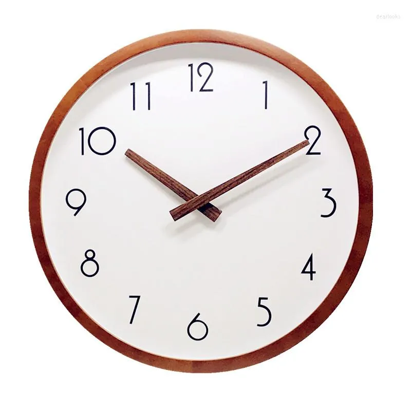 Wall Clocks Chinese Style Walnut Wooden Clock Bedroom Living Room Creative Simple Silence Quartz