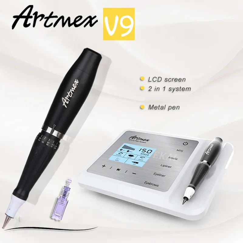 Artmex V9 영구 메이크업 디지털 눈썹 립 아이 라인 디지털 전문 문신 기계 로터리 펜