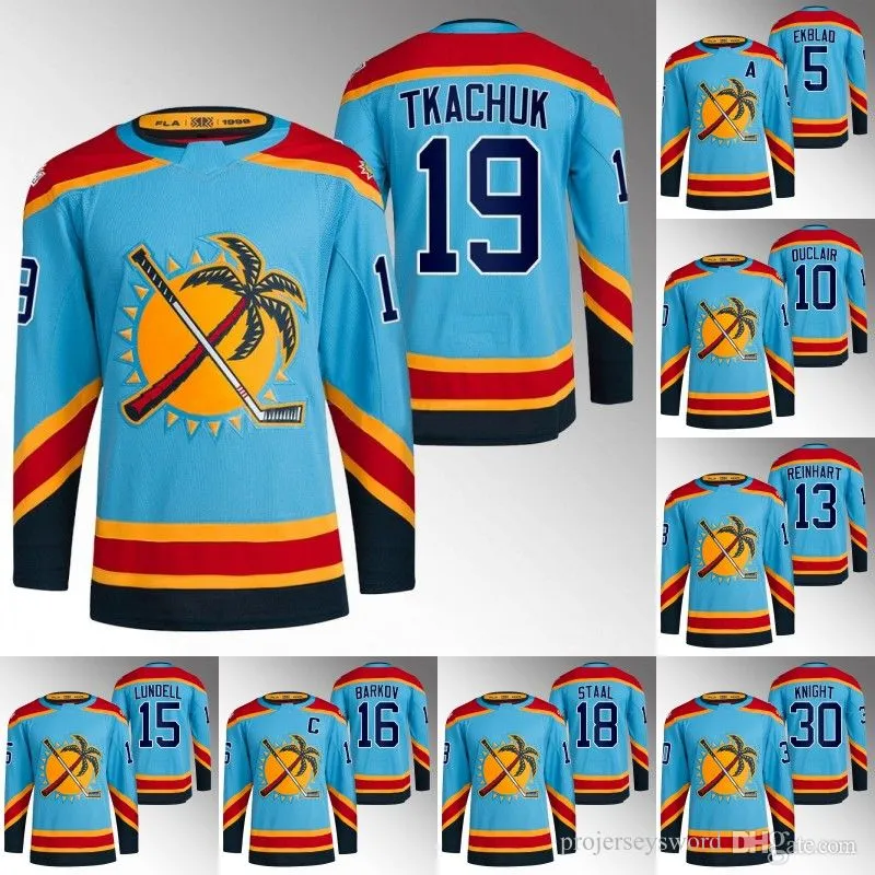 Custom Florida 2022 Reverse R￩tro Panthers Matthew Tkachuk Jersey Aaron Ekblad Aleksander Barkov