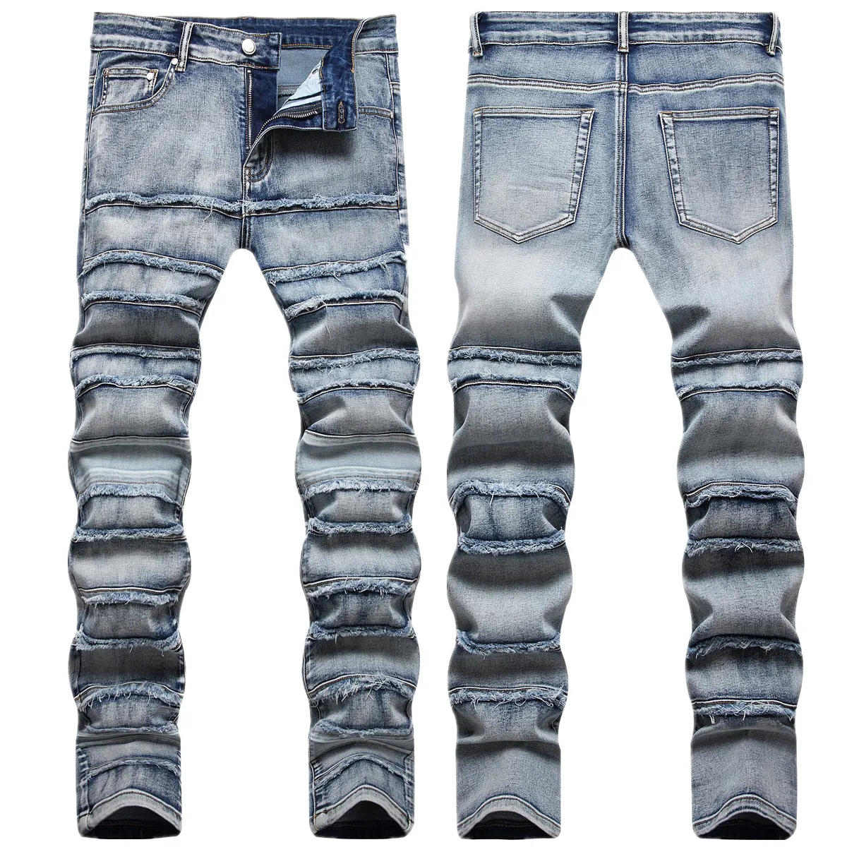 Pantalon de taille plus taille pour hommes mendiant pour hommes jean slim patchwork moto moto pantalon denim causal hip hop 28-42