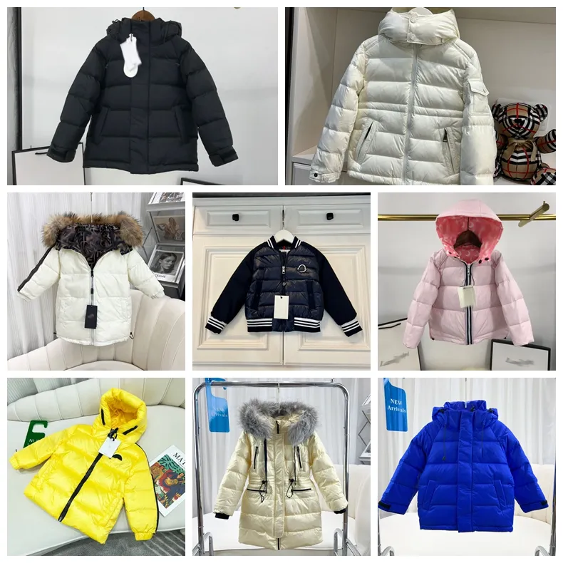 Winter Down Coat Boys Girls downs Jackets Baby Button zipper Letter Parkas 3-12 Years Fashion kids designer coats Woolen Warm Snowsuit Hooded Outerwear Long