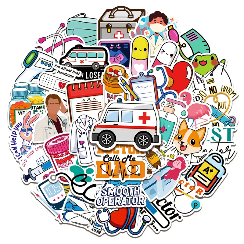 50 Nurse Day Cute Stickers For Journal For Luggage, Skateboard