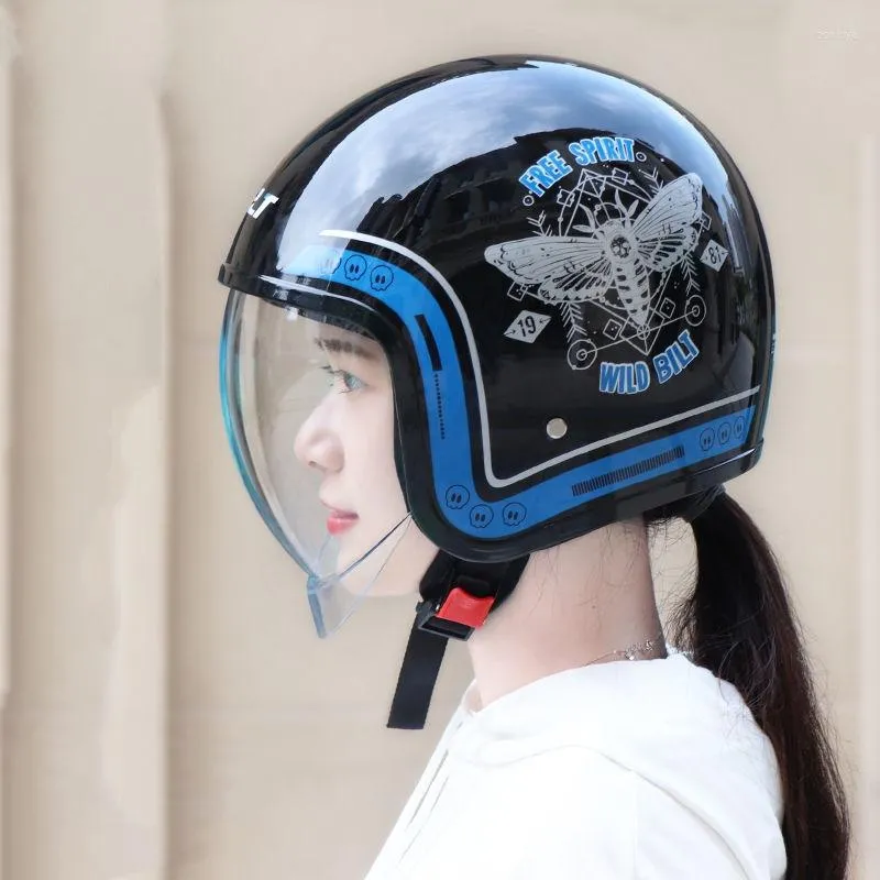 Casques de moto Bubble Shield Casque Retro Vintage 3/4 Open Face Moto Funny Men Women Electric Scooter Cafe Racer inhabituel