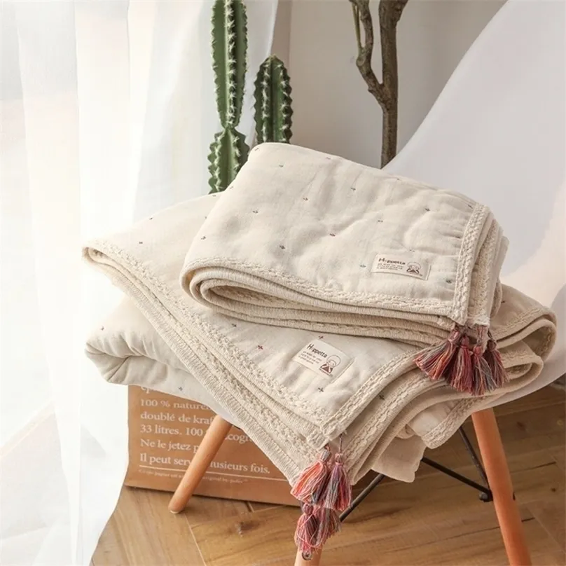 담요는 waddling retro cotton quilt 담요 아기 보헤미안 일본 스타일 어린이 에어컨 출생 평범한 침대 클로즈 221102