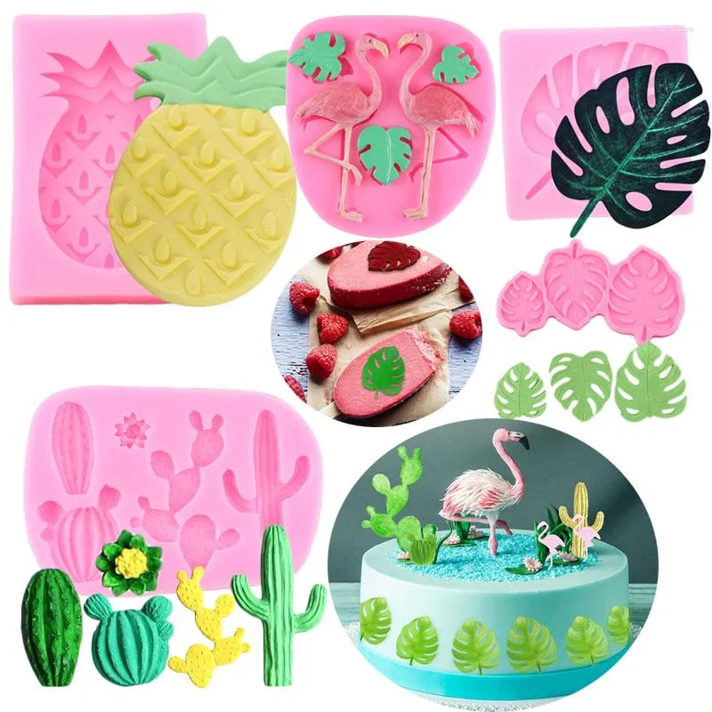 Baking Moulds 3D Flamingo Cactus Silicone Mould Birthday Party Cake Fondant Mold Decorating Tools Chocolate Gumpaste Molds Candy