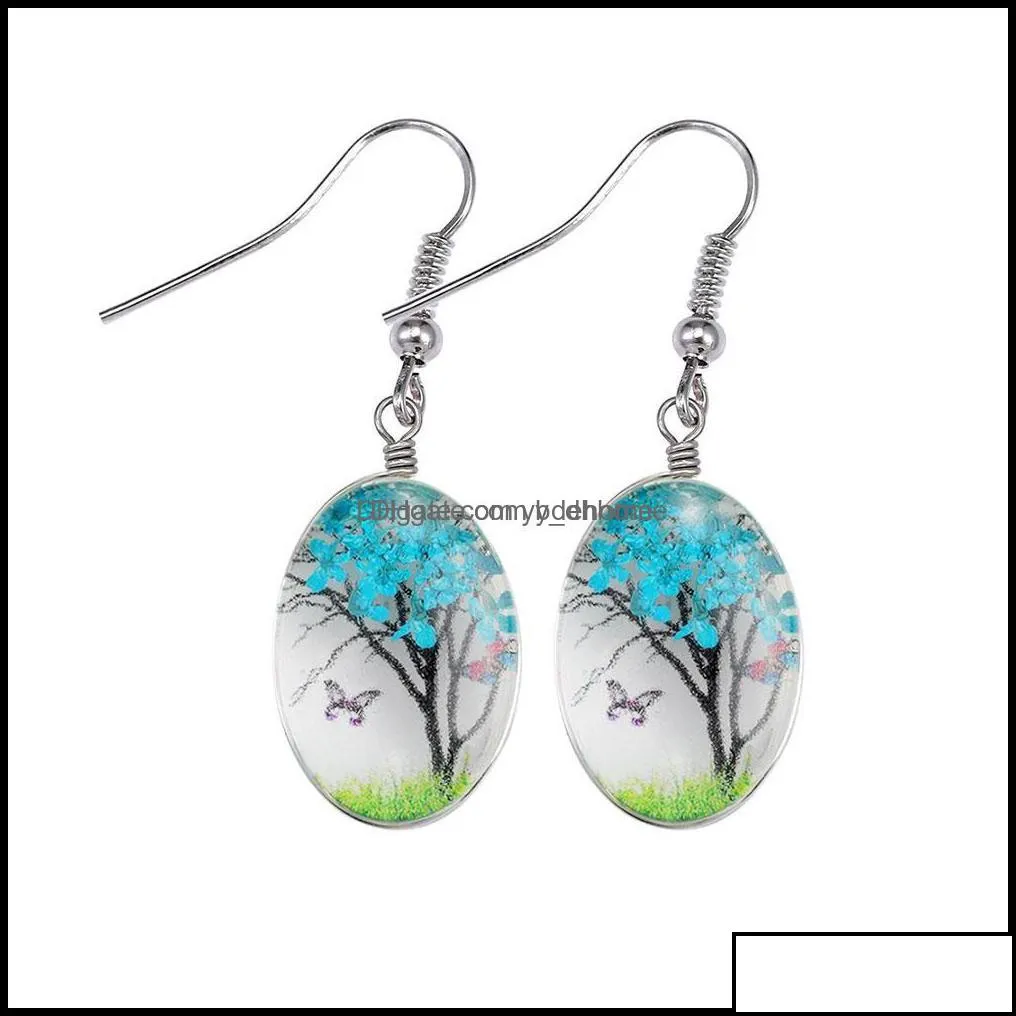 Charm Charm Earrings Jewelry Fashion Fresh Dried Flower Charms S Dangle Earring Glass Oval Ball Drop Ear Creative Gift Delivery 2021 Otki6