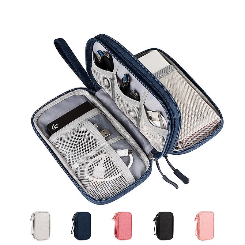 حقائب سفر سفر ملحق حقيبة رقمية طبقة مزدوجة بيانات USB كبل كبل الأذن الأذن الأذنية الأسلاك الطاقة المنظم لتخزين الهاتف غلاف الحالة 221103