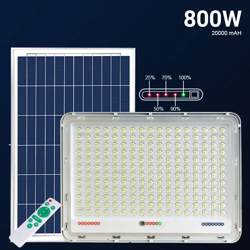 800W Açık Güneş Sokağı Işık Spotları 20000mAH Alüminyum Su Geçirmez Süper Parlak Taşkın Duvar Işıkları Dış Işıklar