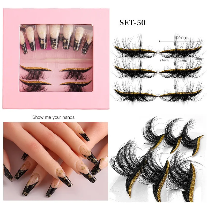 Eyeliner Eyelash and Nail Art Tool Mink Eyelashes Self Adhesive Eyeliner Makeup Återanvändbara Eyeliners False Lashes Maquillaje Delineadores de Ojos Pestanas Postizas