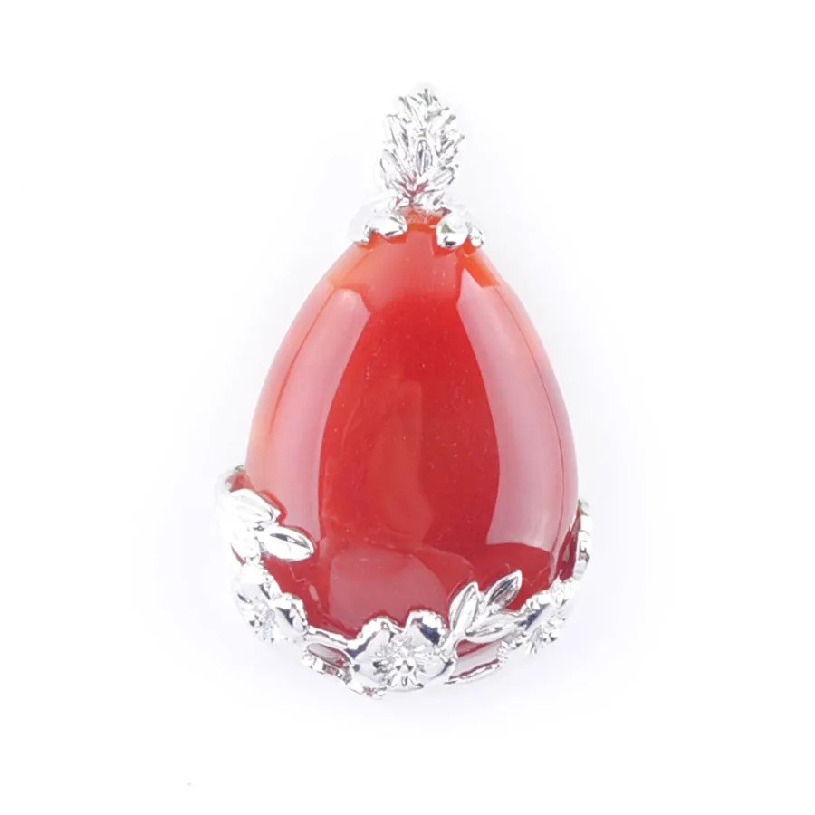 Pierre précieuse naturelle pendentif larme rouge Agate perles d'amour Reiki Chakra guérison pendentif collier chaîne bijoux N3468