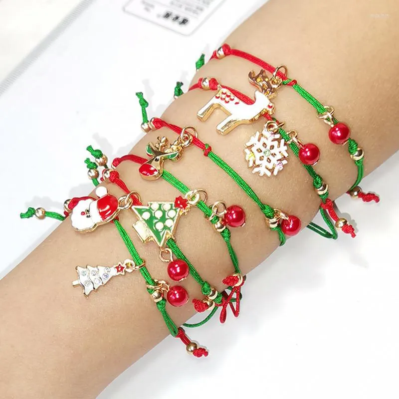 Juldekorationer 1 st jultomten handstickad armband för hemmet Happy Year 2022 Tree Ornaments Xmas Gift Noel