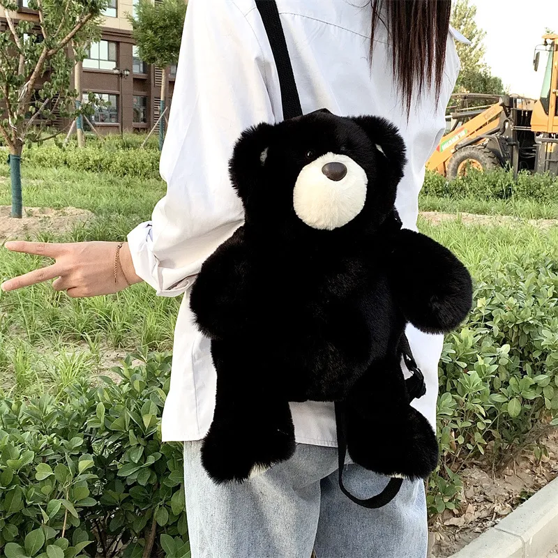 Large Capacity Hairy Bear Backpack With Teddy Bear For Girls Cute And Casual From Webbag 25.12 DHgate.Com