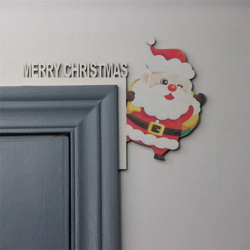 Decora￧￵es de natal Frame de porta de madeira Papai Noel Reinas