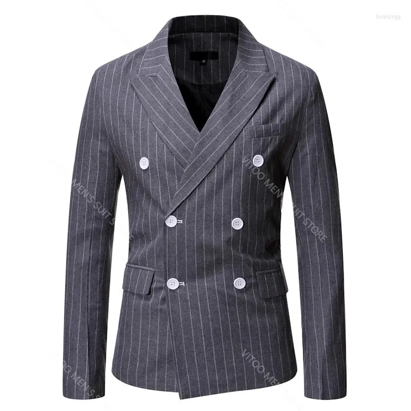 Herrenanzüge, modisch, gestreift, für Herren, Smoking, Business-Blazer, elegant, lässig, für Hochzeit, Party, Trauzeugen, Abendjacke, Mantel, 1 Stück, Slim-Fit-Design