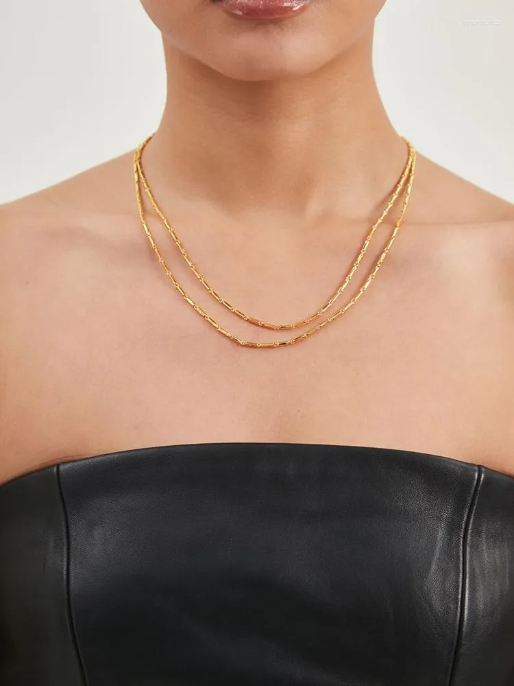 Choker Timeless Wonder Brass Loodered Geo Double Chain Ожерелье для женщин -дизайнерских ювелирных ювелирных украшений.