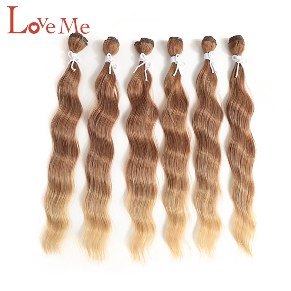 Hair pieces LOVE ME Natural Wave Bundles Wavy Synthetic Extensions Ombre Blonde Weave 6Pcs/Pack 20 inch 221103