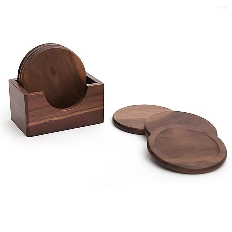 Table Mattes en bois Coasters Durable Placemats Rond Round Brink-Slip Mat Tobe Résistant à la chaleur Isolation PAD TEA CAFE