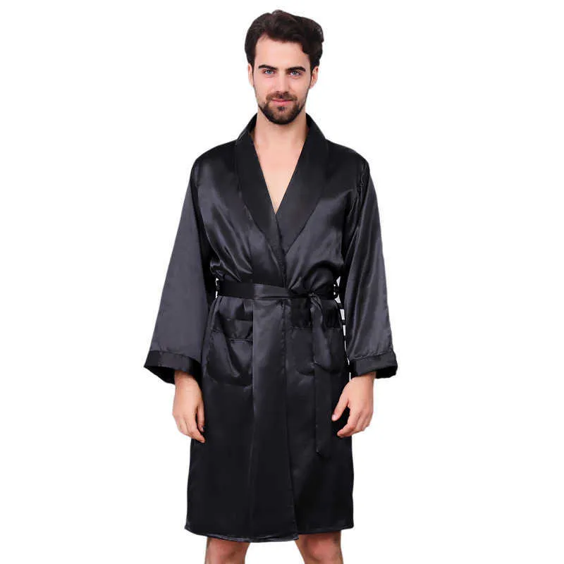 Erkekler Erkekler Erkekler Siyah Renkli İpek Binyüzü İnce Uzun Kollu Places Cüppes Kemerli 5xl Büyük Boyutlu Erkek Kimono Robe Saten Ev Kıyafetleri T221103