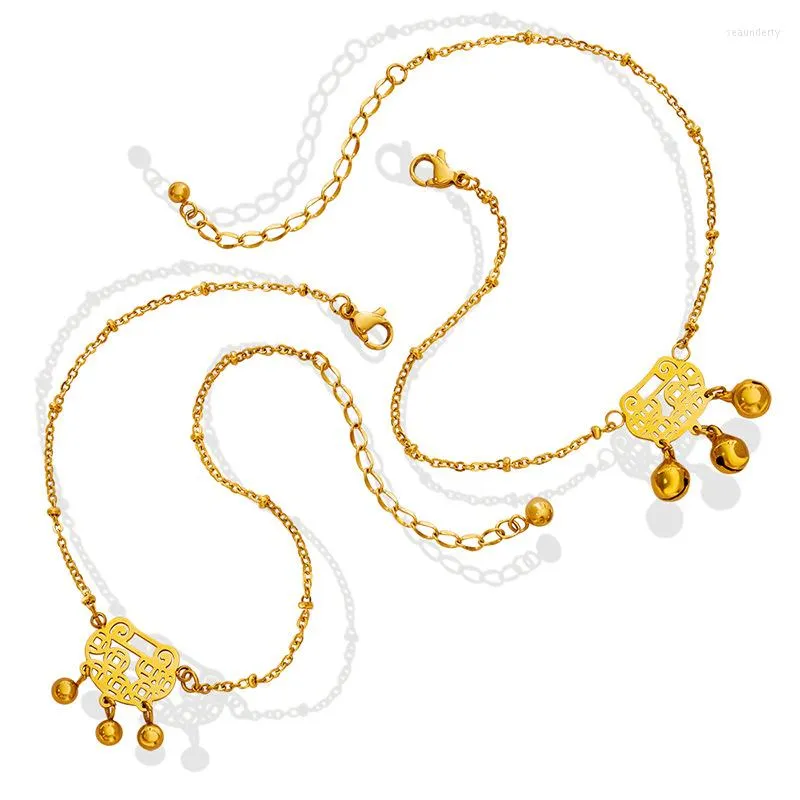 Anklets Geometric Women's Accessories Bell And Steel Ball Anklet 2022 Jewelry Stainless Gold-plated Foot Ornaments