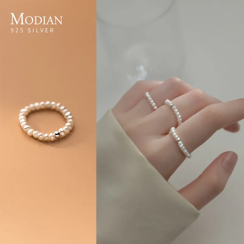 Simple Stackable Pearl Ring Silver Rings Fashion Fine Jewelry For Women Party Gifts