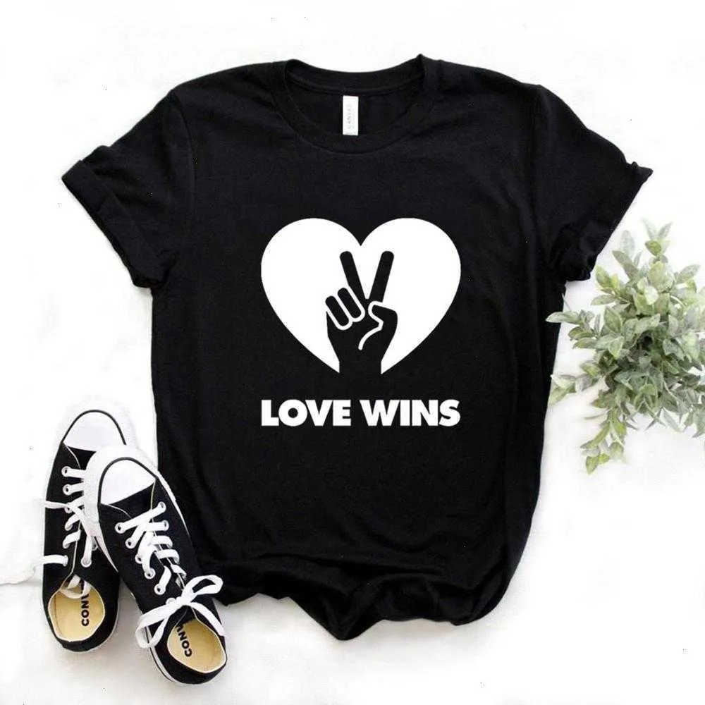 Love Wins Lgbqt Print Women Trats Tshirts Casual Funny Frush для Lady Yong Girl