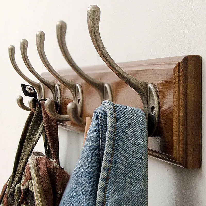 Clothing Storage Bamboo Wood Wall Coat Rack Hanger Bathroom Living Room Hat-and-Coat Hook