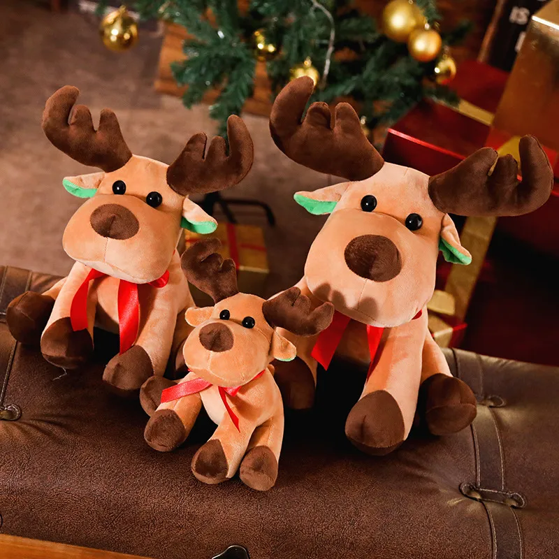 Elk de noël belle peluche jouets coussin dessin animé noël cerf enfants enfants cadeau animaux poupées jouets 25cm 35CM 45CM