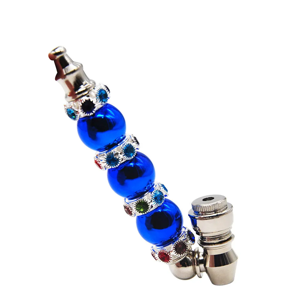 Smoking Accessories oil burner pipe Dark blue enamel inlaid gemstone pipe portable mini smoker