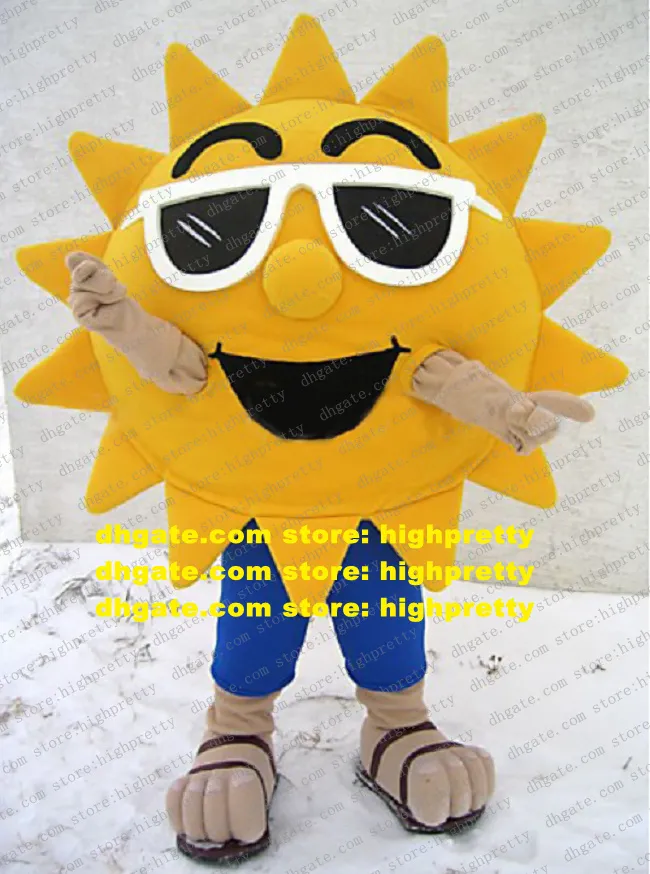 Summer Beach Mascot Costume Sunshine Cool Joyful Solglasögon Sun Adult Cartoon Character Hotel Restaurant Temple Fair Zz7787