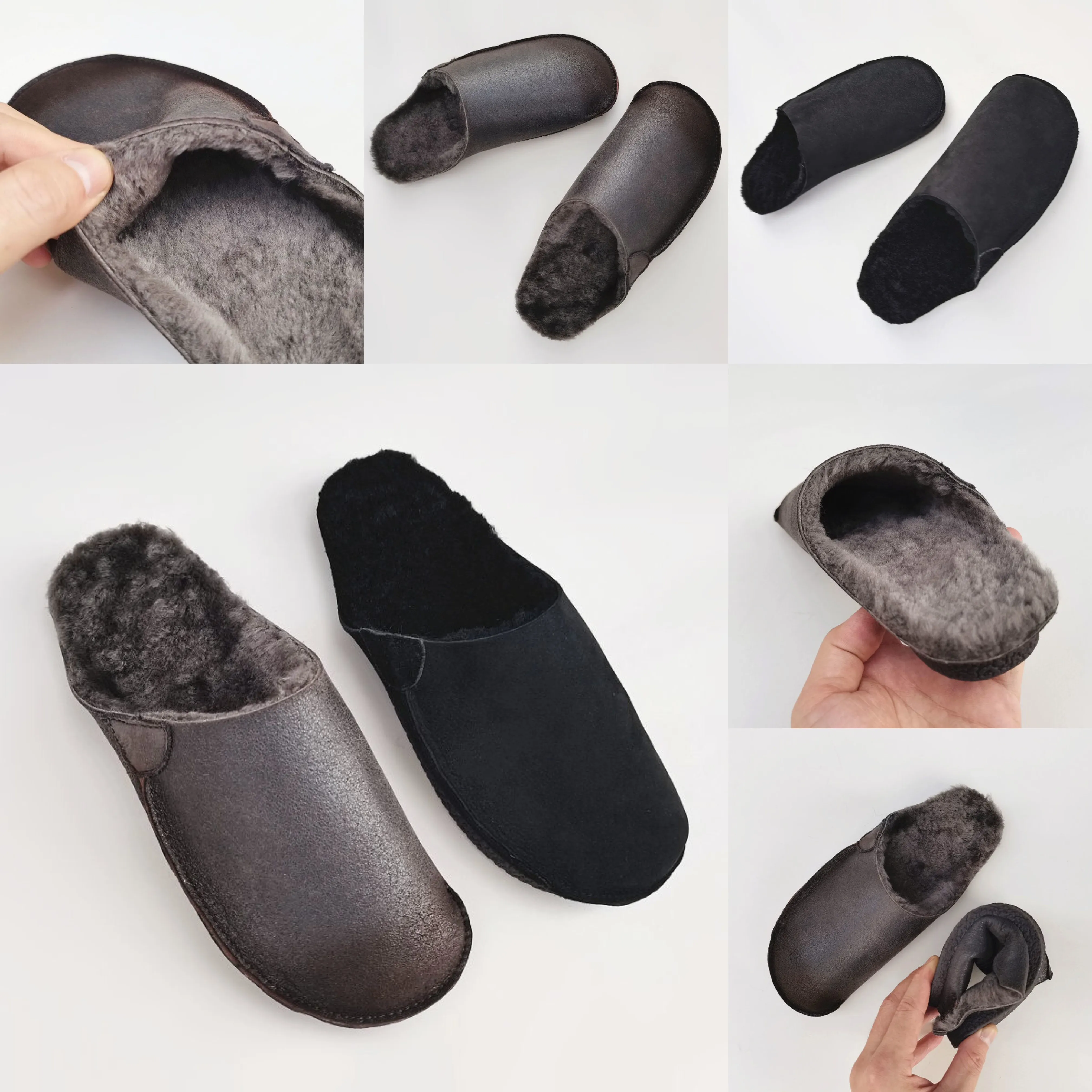 Ren handgjorda skor fårpäls en toffel design retro konst baotou halv drag vinter bomullsskor