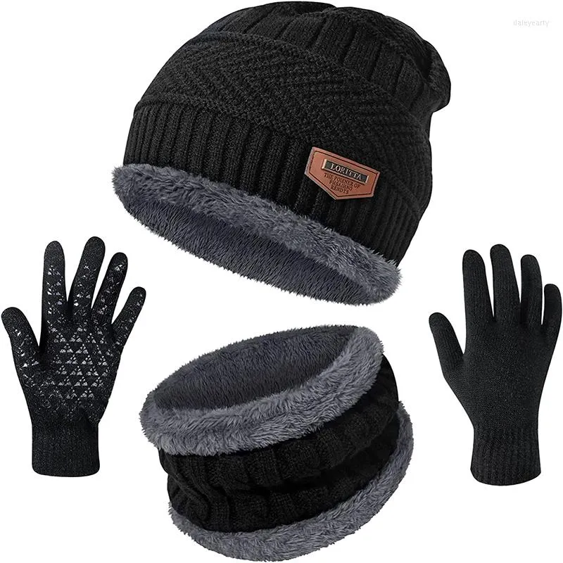 Beralar 2022 Kış Erkek Kadınlar Kalın Beanie Şapka Örgü Kapak Kadın Yün Boyun Eşarp Balaclava Maske Bonnet Şapkaları Set