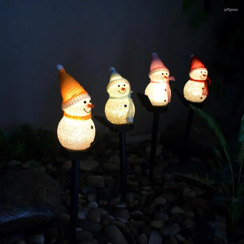 Julsol Led Lawn Light Outdoor Garden Landscape Holiday Xmas Decoration Ground Plug Cute Snowman Lamp