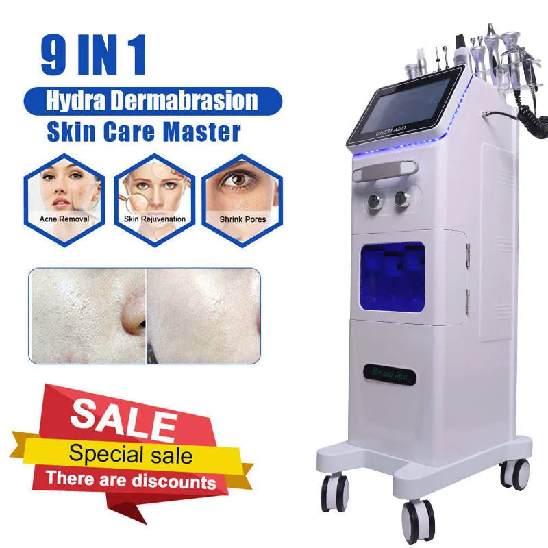 Professional 9 in1 Hydra water peel Dermabrasion with Bio-lifting Spa hydrofaciasl Machine/Hydro Microdermabrasion oxygen jet facial Machine for beauty salon use