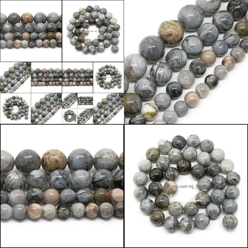 Pierre 8 mm Bamboo Natural Agata Onyx Perles en vrac rond pour fabrication de bijoux 15,5 pouces / pick-pick Taille 6/8/10 / 12 mm Bracelet Drop del Dhxwh