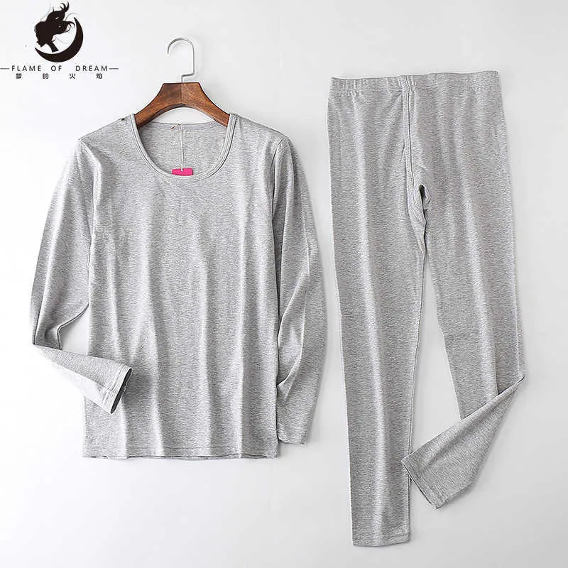 Mäns Sleepwear Flame of Dream 95% Bomullsmän Solid Autumn Thermal Underwear Set Large Cotton Autumn and Winter Long John T221103