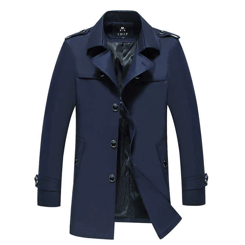 Gabardinas para hombres Estilo británico Trench Coat Hombres Nueva chaqueta de otoño Abrigo Slim Fit Mens Casual Moda Color Sólido Cortavientos Outwear Hombre T221102