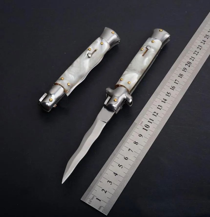 9 -дюймовый итальянский мафиовый автоматический нож Auto Tactication 58HRC Сатиновый одно лезвие ручка сплавов EDC Hunting Pocket Knives 6589962