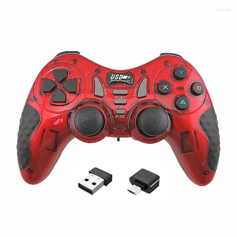 وحدات التحكم في اللعبة 2.4G وحدة تحكم لاسلكية لـ PS3 Android Tablet Phone PC Smart TV Box Glaming Joystick Joypad مع وظيفة الانفجار Micro USB