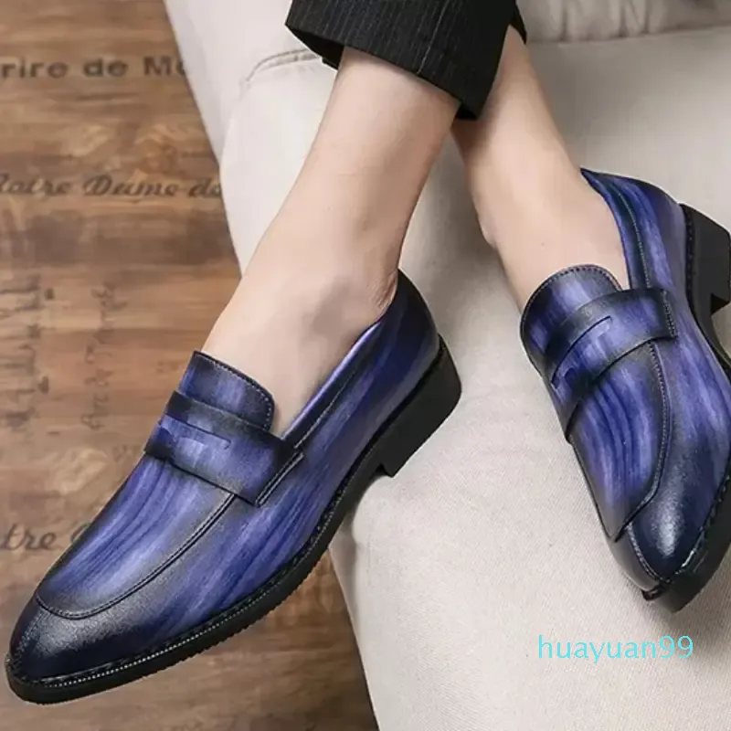 Dress Shoes Pu Embossed Pattern Mixed Color Low Heel Pointed Non Slip on Classic Comfortable