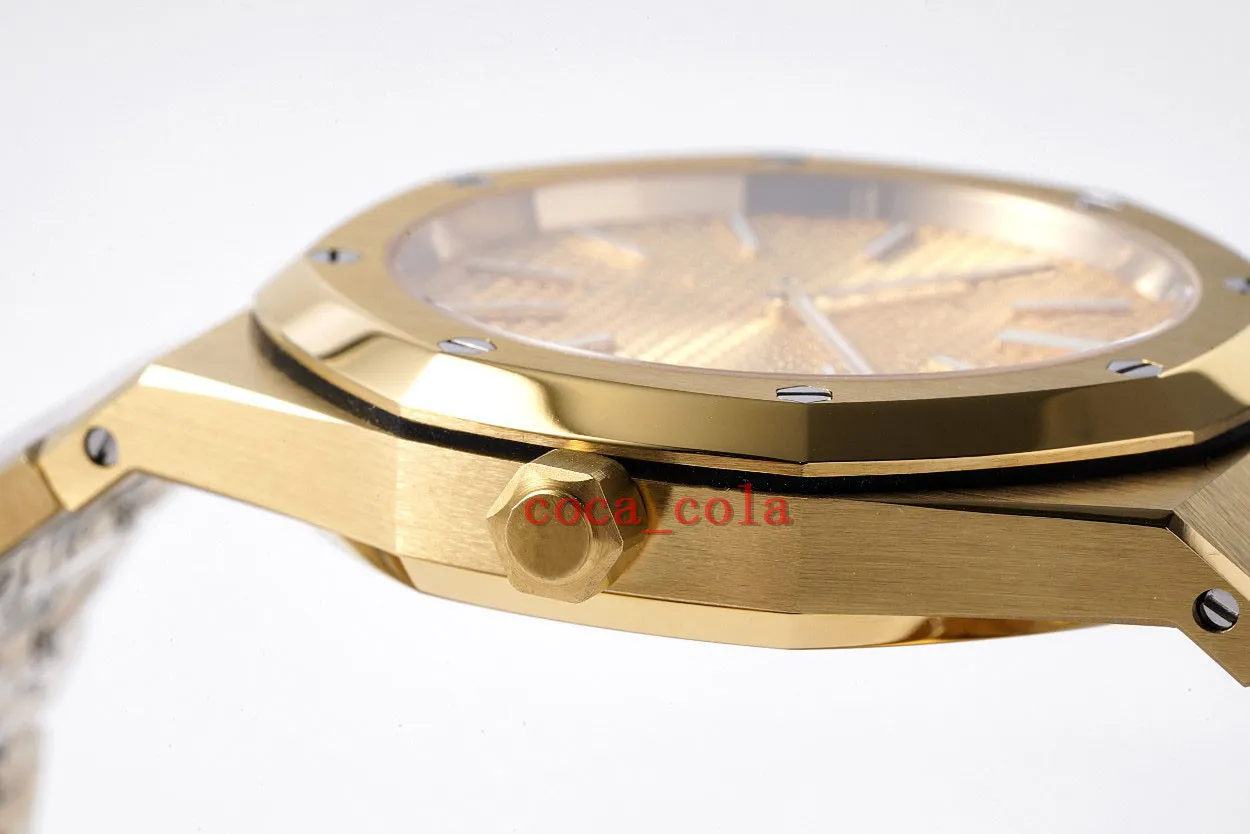 2023 QCチェック豪華な腕時計15202-Blueダイヤル発光ステンレス鋼自動ムーブメント透明機械メンズウォッチw356l