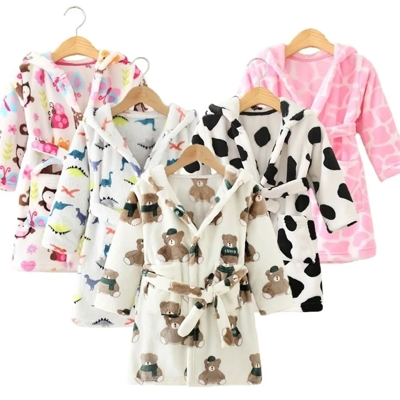 Serviettes Robes Enfants Peignoirs De Bain Flanelle Hiver Enfants Vêtements De Nuit Robe Infant Pijamas Chemise De Nuit Pour Garçons Filles Pyjamas 102 Ans Bébé Vêtements 221102