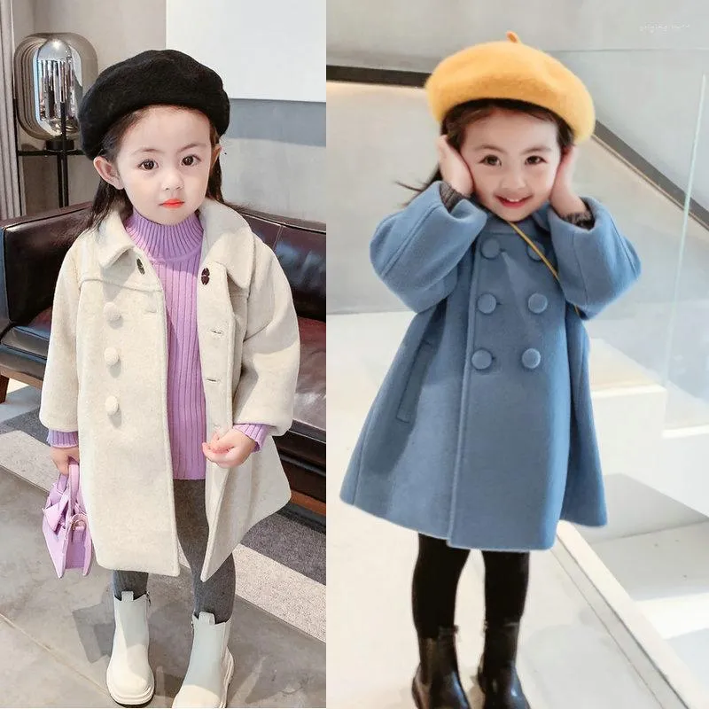 Coat Children Girls Coats Outerwear Winter Jackets Woolen Long Trench Teenagers Warm Clothes Kids Outfits