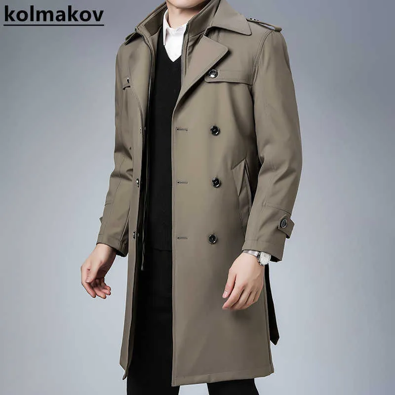 Men's Trench Coats 2022 Autumn/Winter New Men's Detachable Wool Inner Medium Length Trench Coat Men's Thickened Warm Loose High Quality Coat M-4XL T221102