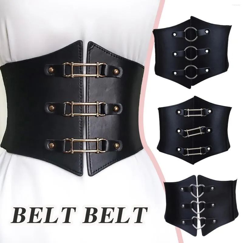 Belts Women Corset Punk Black Pu Leather Wide Belt Female Slimming Body Lady Elastic Elasticated Waistband Fit Shirt