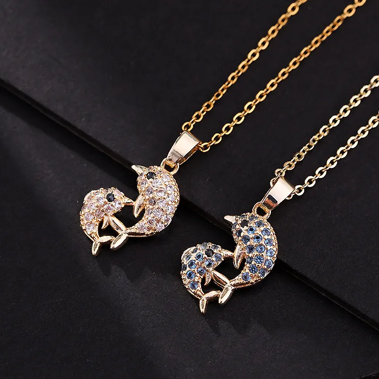 Collier animal de mode pour les accessoires de bijoux de colliers de dauphin de diamant de femmes