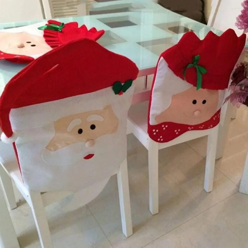 Chair Covers Christmas Cover Red Santa Claus Hat Dining For Year Merry Party Home Kitchen Table Decoration