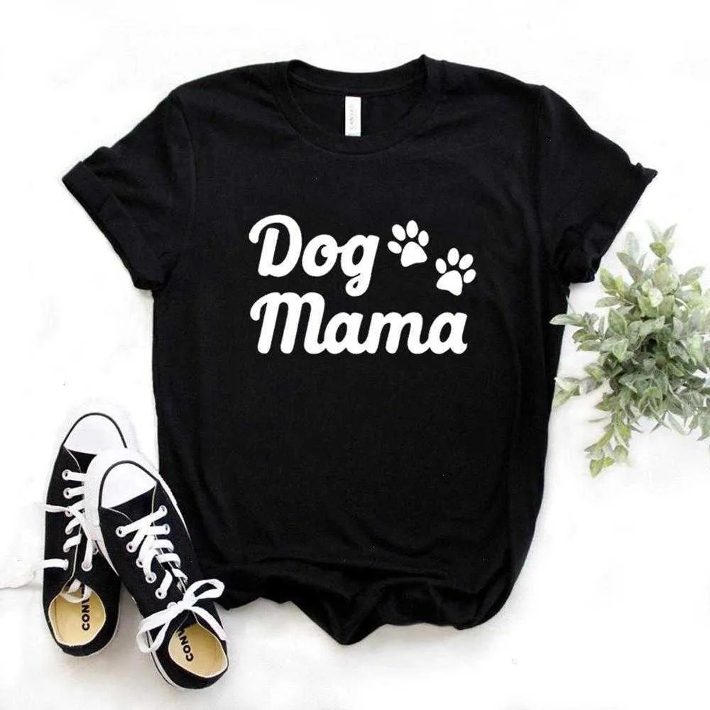 Dog Mama Paw Print Womens T Shirt Women Tshirts Casual Funny For Lady Yong Girl Top