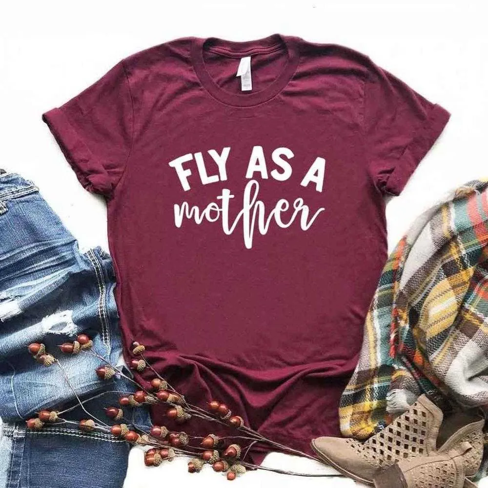 Flyga som toppar en mamma kvinnor tshirts casual rolig t -shirt för lady topp tee hipster